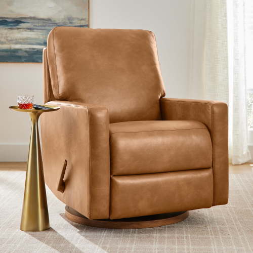 Better Homes & Gardens Modern Farmhouse Glider Recliner, Camel Faux Leather