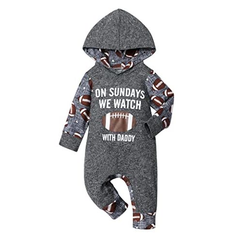 Fommy Baby Boy Clothes, Cute Letter Pattern Print Long Sleeve Hoodie Romper Bodysuits for Baby Outfits
