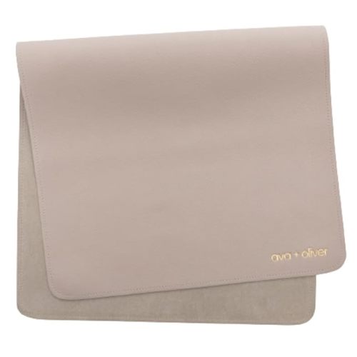 Vegan Leather Baby Changing Mat - Multipurpose Portable Wipeable Diaper Pad - Foldable for Travel (16 x 30 in) (Grey)