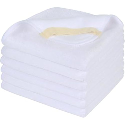 SINLAND Microfiber Facial Cloths Fast Drying Washcloth 12inch x 12inch White 6 pack