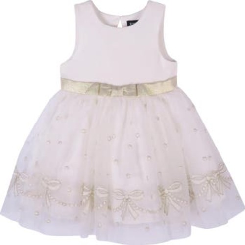 Ponte Bodice Mesh Skirt Party Dress, 12M