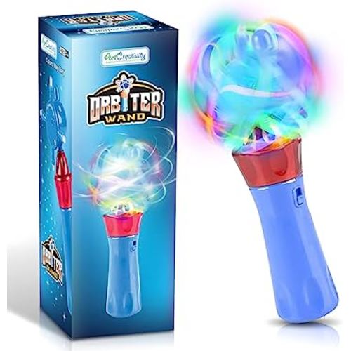 ArtCreativity Light Up Orbiter Ball Toy Wand for Kids - Flashing LED Wand for Boys and Girls - Thrilling Spinning Light Show - Batteries Included - Fun Gift or Birthday Party Favor - Classroom Prizes