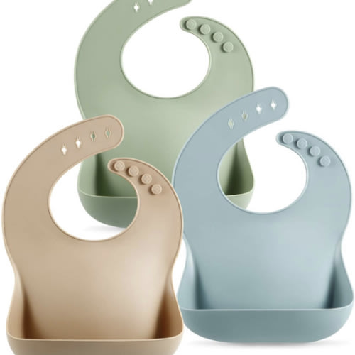 Amazon.com: PandaEar Set of 3 Silicone Baby Bibs Waterproof, Soft, Unisex, 10-72 Months (Brown/Blue/Green) : Baby