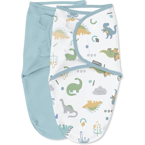 SwaddleMe by Ingenuity Original Swaddle, 0-3 Months, 2-Pack - Tropical Dino