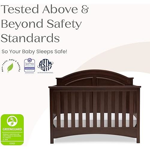 Delta Children Perry 6-in-1 Convertible Crib - Greenguard Gold Certified, Walnut Espresso