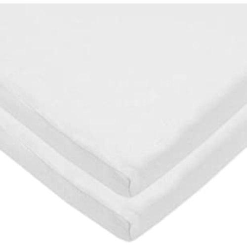 American Baby Company 2 Pack 100% Natural Cotton Jersey Knit 18" x 36" Cradle/Bassinet Sheet - Fitted, Snow White, Soft Breathable, for Boys and Girls