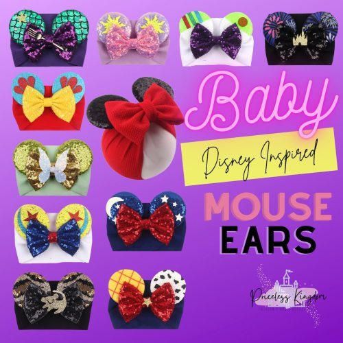 Minnie Mouse Inspired Baby Ears | Disney Ears | Minnie Mouse Head Band | Baby Bow | Disney Baby Headband | Lightweight Headband | Soft Comfy