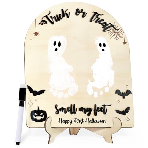 Baby First Halloween Crafts 2026 - Trick Or Treat Smell My Feet Sign - Baby's First DIY Footprint Art - Baby First Keepsake - Holiday Milestone Signs - Newborn Halloween Gifts