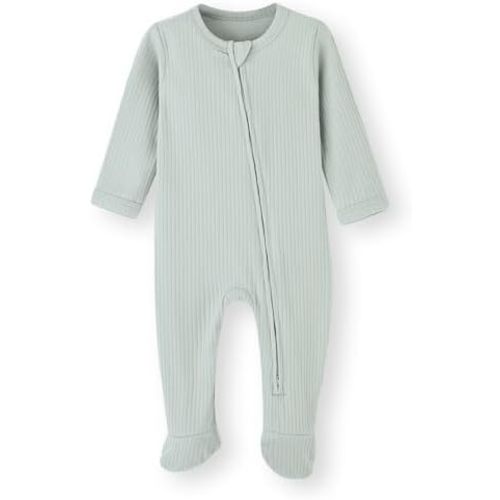 ACESTAR Baby Footies Pajamas, 2-Way Zipper Baby Sleepers with Mitten Cuffs - Long Sleeve Baby Zip Up Onesie for 0-12 Months