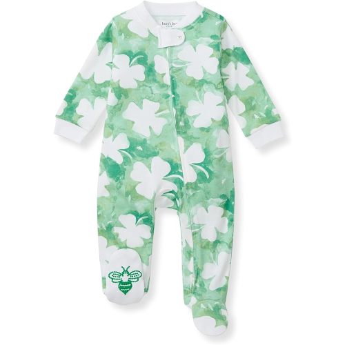 Burt's Bees Baby Boys' Organic Cotton Loose Fit Sleep and Play One-Piece Zip Front Footed Pajamas