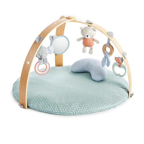 Ingenuity Cozy Spot Reversible Duvet Activity Gym & Play Mat with Wooden Bar - Loamy, Ages Newborn +