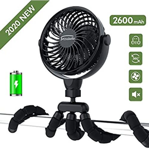 Baby Stroller Fan, Portable Personal Handheld Fan, Battery Powered Clip Fan, Baby Car Seat Fan, Desk Fan with Flexible Tripod, Ultra Quiet 4 Speed 360° Rotatable USB Fan for Stroller/Bike/Camping/BBQ/Gym