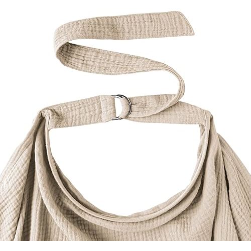 Konssy Muslin Nursing Cover for Baby Breastfeeding, Breathable 100% Cotton Breastfeeding Cover with Rigid Hoop for Mother Nursing Apron, Multi-use Carseat Canopy (Summer Wheat)