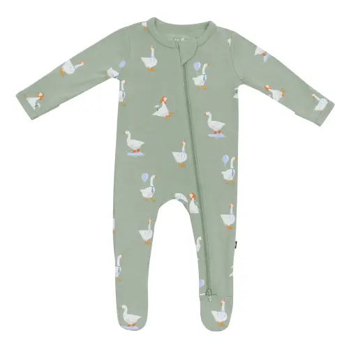Zippered Footie in Silly Goose (size 3-6)