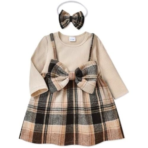 PATPAT Baby Girl Dress Newborn Infant Girls Dress Long Sleeve Toddler Dress
