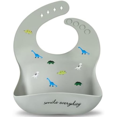 Accmor Silicone Baby Bibs, Waterproof Soft Bibs for Baby Girls Boys Feeding Eating, Silicone Baby Bibs with Large Pocket