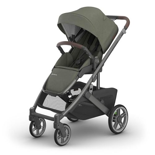 UPPAbaby Cruz V3 Stroller - from Birth + Car Seat Compatible - Full-Size, Reversible Seat - Infant Insert, Bug and Rain Shields Included - Callum (Stone Blue/Silver Frame/Sand Leather)