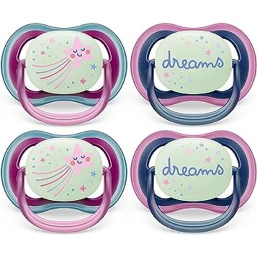 Philips Avent Ultra Air Pacifier 6-18m, Falling Star/Dreams, Nighttime, 4 Pack SCF376/09