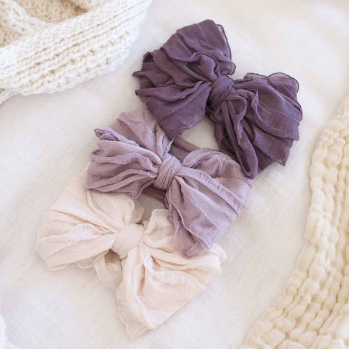 Large Ruffle Knit Bow | Purples