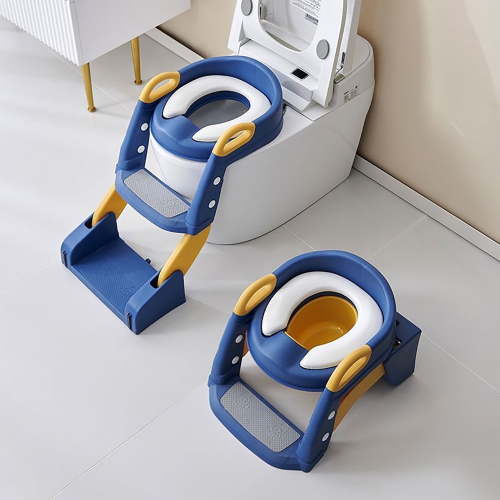 ZeenArt Potty Training Seat, 2 in 1 Toddler Toilet Seat with Non-Slip Steps for Kids Boys Girls, Blue