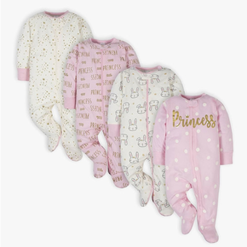 Gerber baby-girls 4 Pack Sleep 'N Play Footie