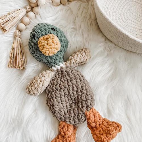 Duck Lovey, Soft Toys For Newborns, Farm Nursery Decor, Duck Toy, Mallard Duck Baby Blanket, Baby Snuggle Animal, Security Blanket