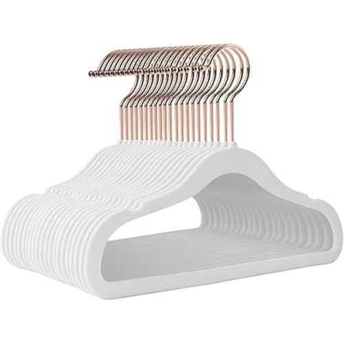 Kids Hangers - 14 Inch, 50 Pack, White, Plastic, Ideal for Everyday Use, Baby Hangers, Durable Infant/Toddler Hangers