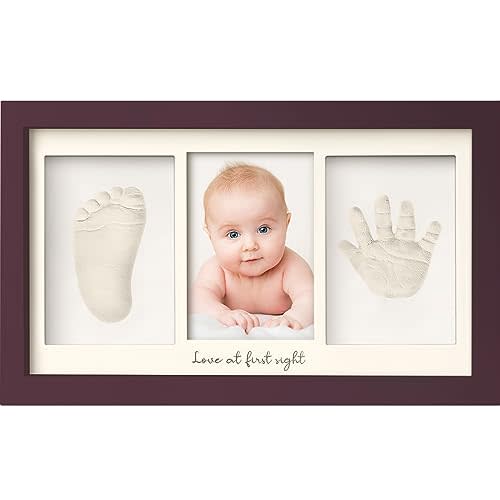 Baby Hand and Footprint Kit - Baby Footprint Kit, Newborn Keepsake Frame, Baby Handprint Kit, Personalized Baby Gifts, Nursery Decor, Baby Shower Gifts for Girls Boys(Auburn)