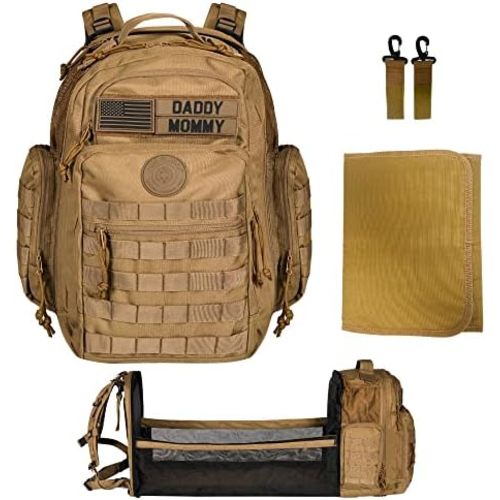 Phil & Jack Dad Diaper Bag Backpack, Baby Diaper Bag with Changing Station, Tactical Military Style, Womens Mens Diaper Bag (Coyote Brown)