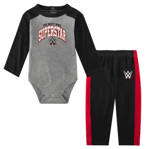 Infant Gray/Black WWE The Next Superstar Long Sleeve Bodysuit & Sweatpants Set