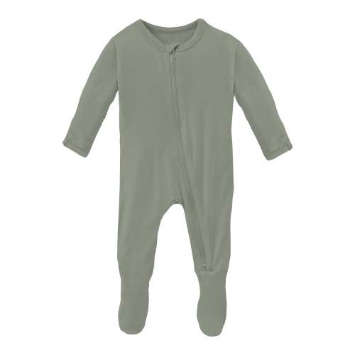 Footie with 2 Way Zipper in Silver Sage