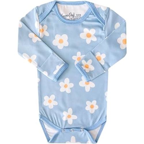 Copper Pearl Long Sleeve Bodysuit Baby: Ultra Soft Baby for Newborns, Boys, and Girls - Stylish, Comfortable, Overlap Shoulders, Premium Knit Fabric - 3-6 Months, Della