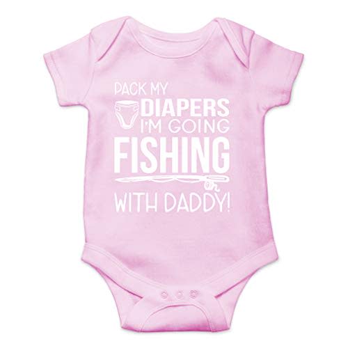 AW Fashions Pack My Diapers, I'm Going Fishing With Daddy Baby Bodysuit Newborn Boy Outfits Cute Romper