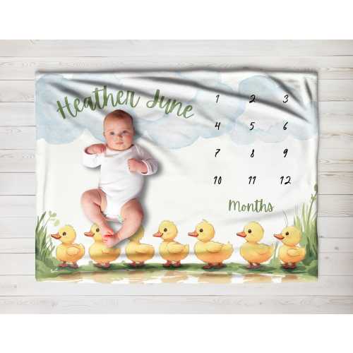 Duck baby milestone, Duck Milestone Blanket, Month Baby Blanket, aesthetic baby month milestone, baby shower gift