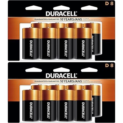 Duracell Coppertop D Batteries, 8 Count Pack, D Battery with Long-lasting Power, All-Purpose Alkaline D Battery for Household and Office Devices