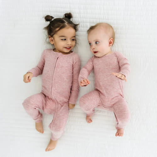 Heather Mauve Ribbed Zippy - Little Sleepies