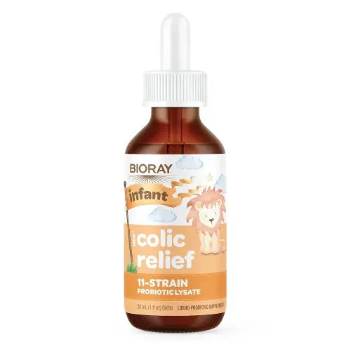 BIORAY Infant NDF Colic Relief - 1 fl oz - 11-Strain Probiotic Lysate - Ease Discomfort in The Stomach, GI Tract & Colon - Non-GMO, Vegetarian, Gluten Free - Approx. 30 Servings