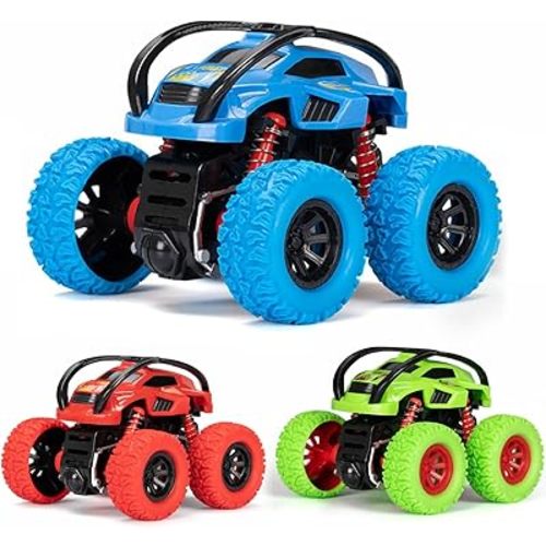 LODBY Monster Trucks Toys for Boys - Toddler Push and Go Truck Race Cars for Kids Party Favors Ages 3-5, Flip Stunt Car Toys for 3 4 5 6 Year Old Boy Birthday Gifts