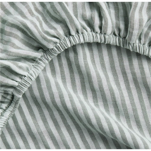 Supersoft Striped Pine Green Organic Cotton Gauze Baby Crib Fitted Sheet