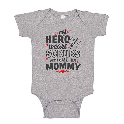 My Hero Wears Scrubs and I Call Her Mommy Cute Baby Bodysuit/Toddler T-Shirt for Nurse Mom