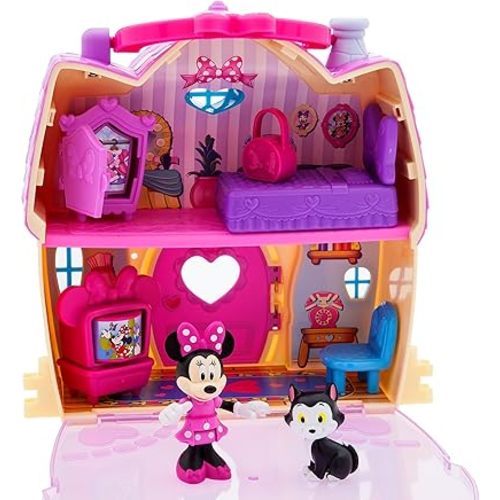 Disney Store Official Minnie Mouse Clubhouse Toys Play Set - Interactive Playhouse Junior Mickey Mouse Toys - Poseable Minnie & Cat Figures, 13-Piece Set, Perfect for Toddlers