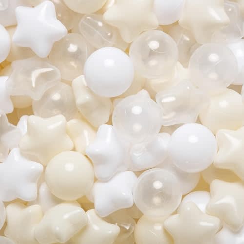 TRENDPLAY Star Ball Pit Balls for Toddlers -50 100 200 Count Star Balls Different Shapes, Non-Toxic Plastic Balls for Safe Play, Boys Girls Festival Party Decoration