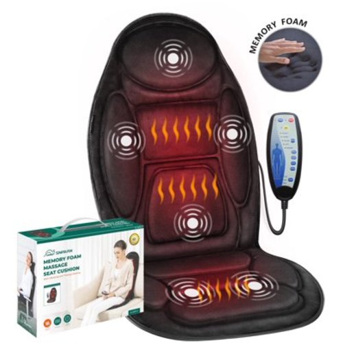 Snailax Vibration Back Massager with Heat, Soothing Memory Foam Massage Chair Pad for Car Use, Gifts