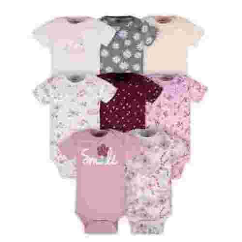 Gerber Baby Girl Floral Multipack Short Sleeves Onesies Bodysuits, 8-Pack