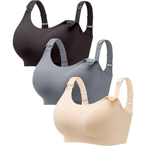 Angelhood Seamless Nursing Bra for Women Wire Free Full Coverage Comfort Maternity Bra with Extra Extender,3P