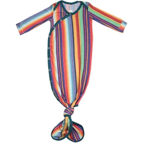 Copper Pearl Baby Gown - Knotted Newborn Sleepers for Baby Boy and Girl, Soft Stretchy Long Sleeve Infant Gowns with Bottom Tie and Hand Mittens, Perfect Hospital Coming Home Outfit (Serape)