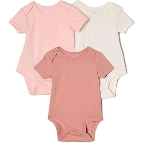 Amazon Essentials x Sofia Grainge Unisex Babies' Short Sleeve Crewneck Bodysuit, Pack of 3