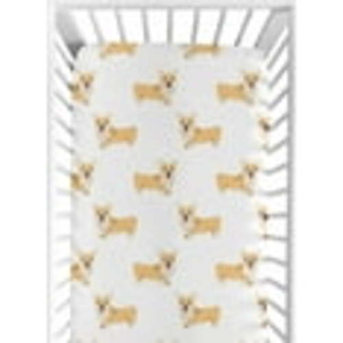 Sweet Jojo Designs Cartoon Puppy Corgi Dog Boy, Girl, Unisex/Gender Neutral Fitted Crib Sheet