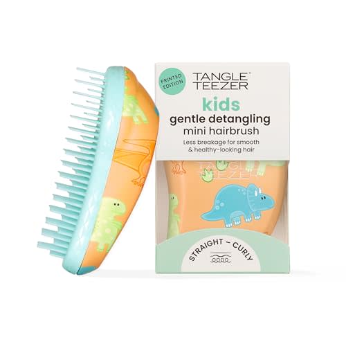 Tangle Teezer Original Detangler Brush, Dry & Wet Travel Size Mini Hair Brush, for Kids & All Hair Types, Dino Mighty