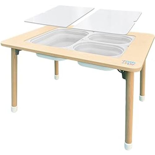 Sensory Play Activity Table with Foldable Legs, Storage Bins, and Lid by 7 Days of Play